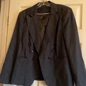 Double breasted jacquard print black blazer from F&F
